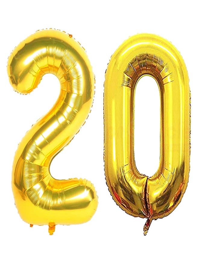 بروبسيكل بالونات هيليوم ذهبية اللون من بروبسيكل، مقاس 16 بوصة، على شكل الرقم 20، لتزيين حفلات أعياد الميلاد | بالونات الرقم 20، مناسبة لأعياد الميلاد/الذكرى السنوية | الرقم 20 - Image 1